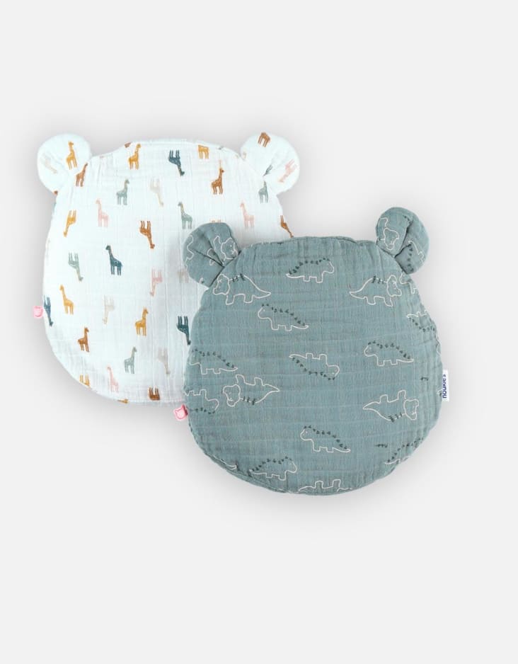 Oreiller extra plat ourson en gaze de coton Jeanne