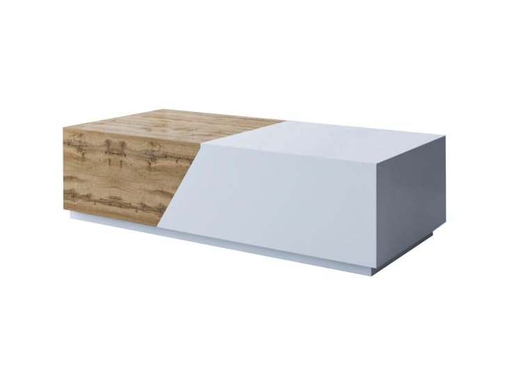 Table basse style industriel 124 cm bois / blanc