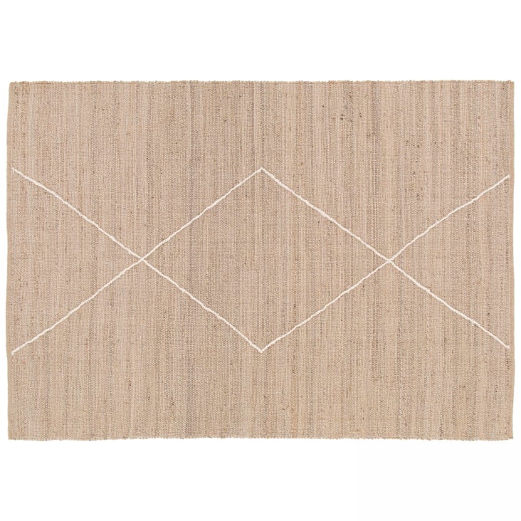 HAMID - Tappeto quadrato in iuta marmorizzata naturale/bianca 200x200 cm -  Jute Giralda