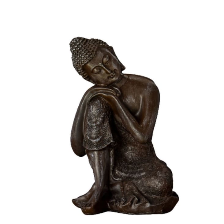 Statuette décoration Bouddha Thaï Penseur en résine Bronze - H20 cm