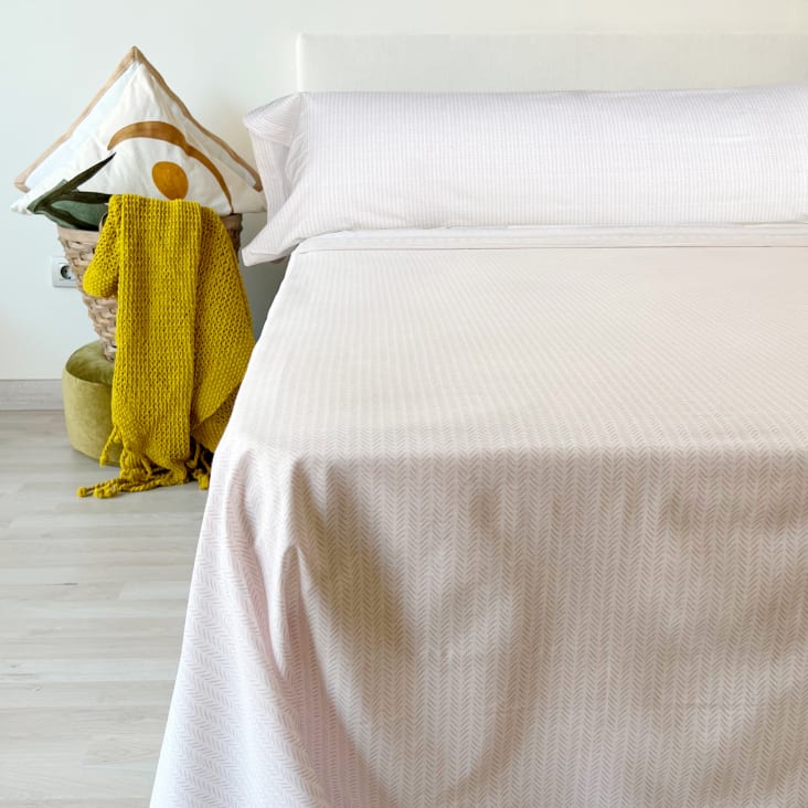 Juego de sábanas blancas 100% algodón para cama de 90 cm