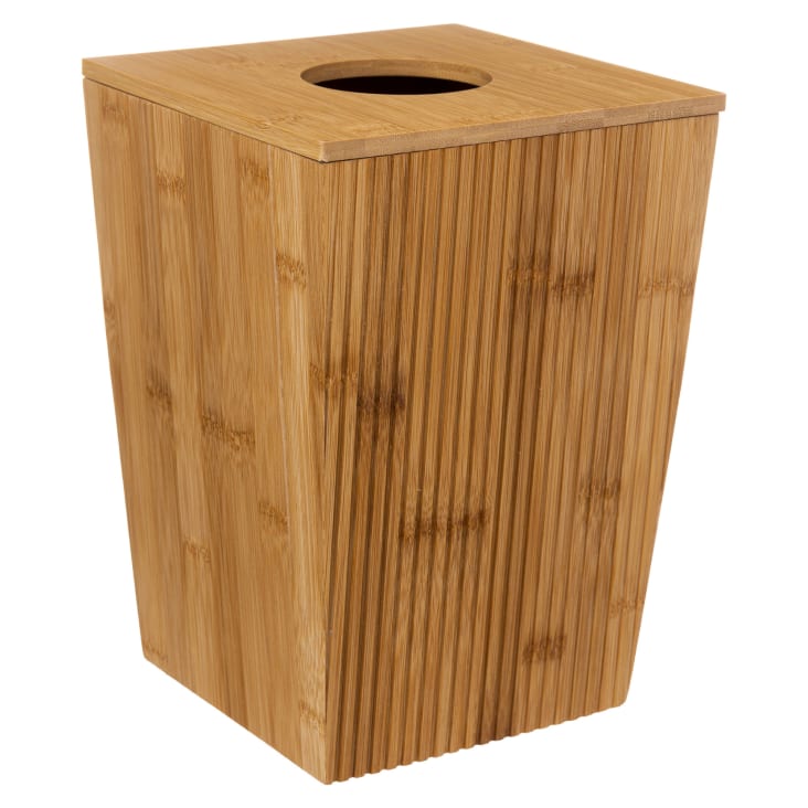 poubelle salle de bain bambou Poubelle en bois aux pieds hauts