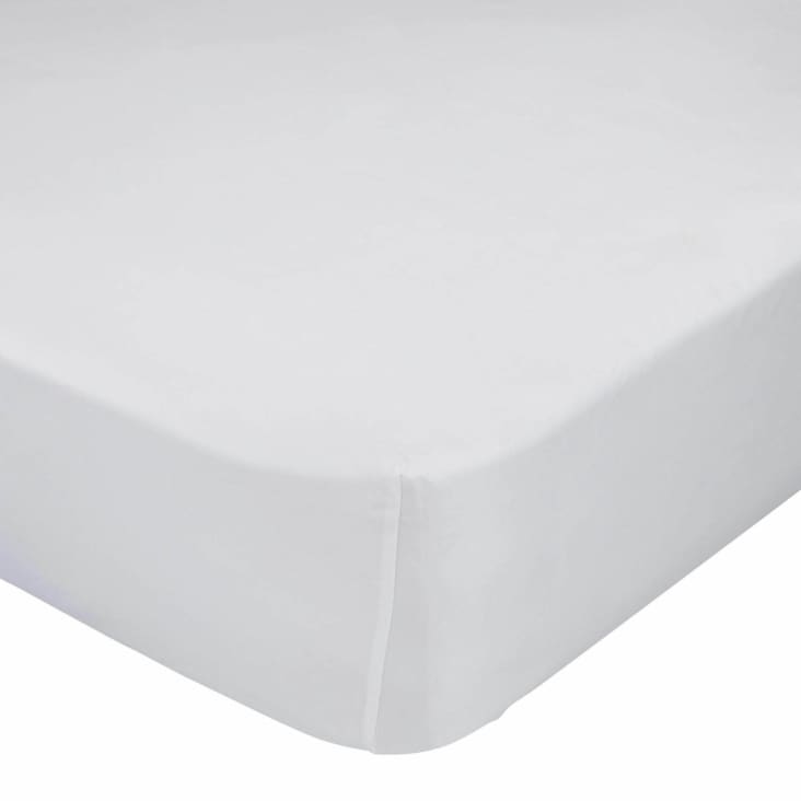 Sábana bajera ajustable lisa Blanco cama 200 cm - 200x200 cm, algodón 200  hilos.