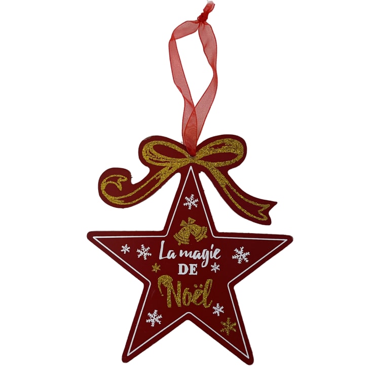 Boîte de rangement en tissu pour décorations de Noël - Bordeaux à étoiles