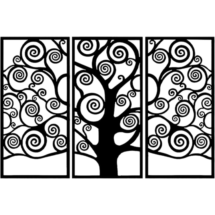 D Co Murale Triptyque Arbre De Vie Boucle En M Tal Noir X Cm