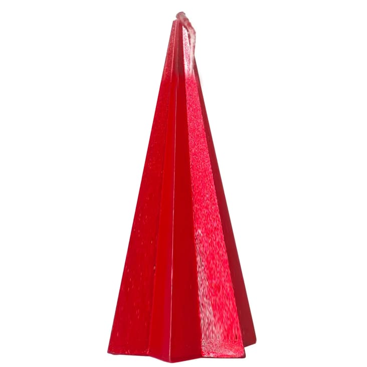 Bougie de Noël rouge pyramide - 5.5x5.5x11cm