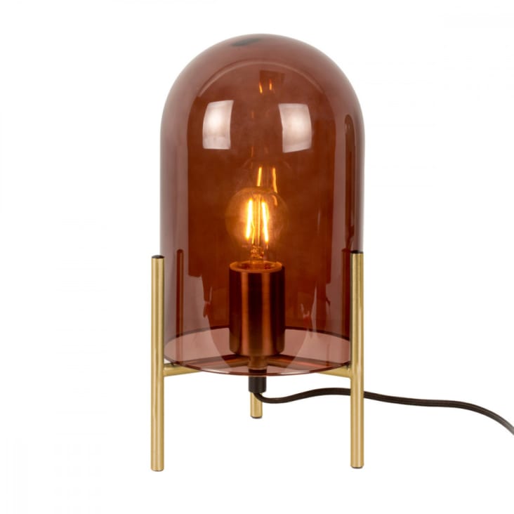 Lampe de table en verre marron diam 16x30cm