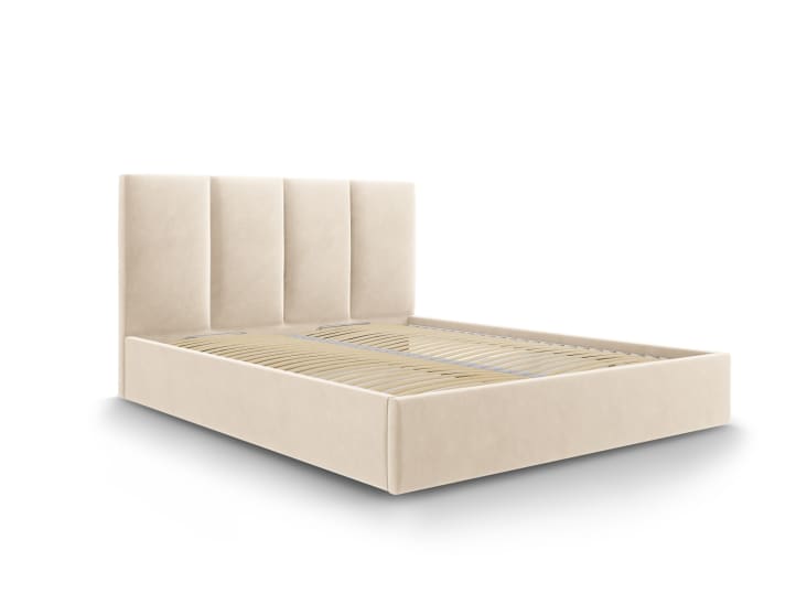 Cama 90 x 200, cama infantil en forma de caja de cartón con somier y  respaldo de listones de madera