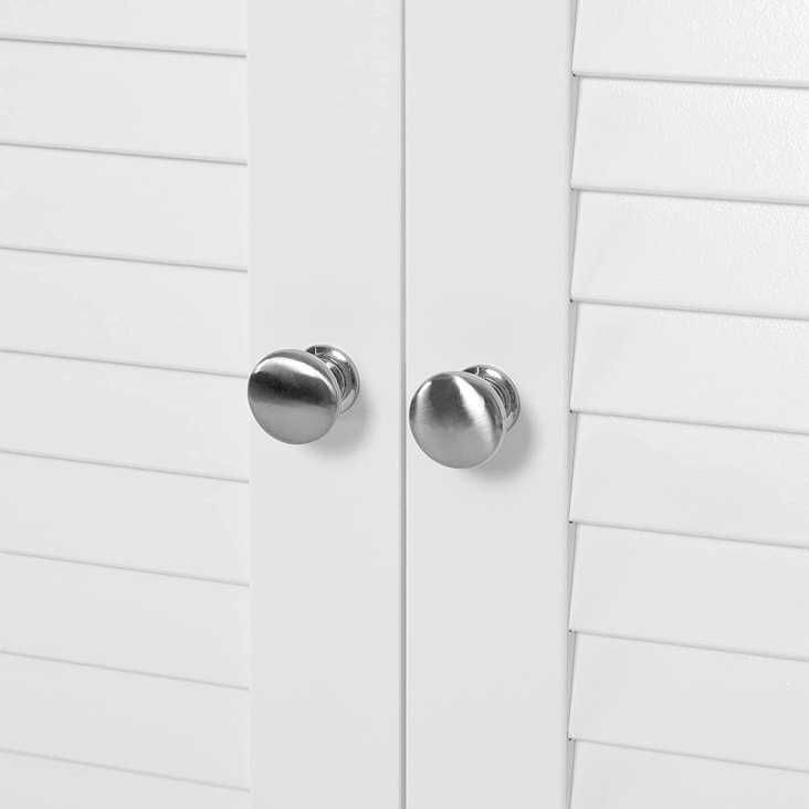 Meuble de rangement blanc 2 portes persiennes et 1 niche L60 x H80cm