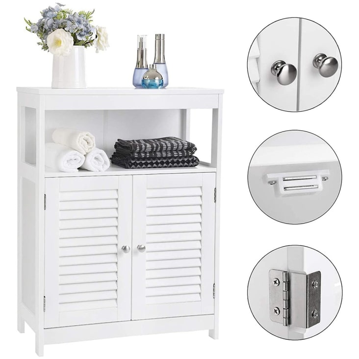 Meuble de rangement blanc 2 portes persiennes et 1 niche L60 x H80cm