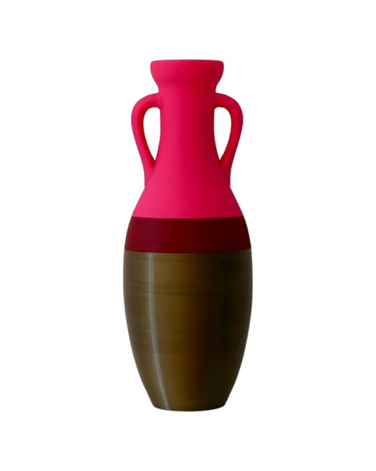 Vaso stampa 3d PLA bronzo rubino e rosa h43 cm XXL 42