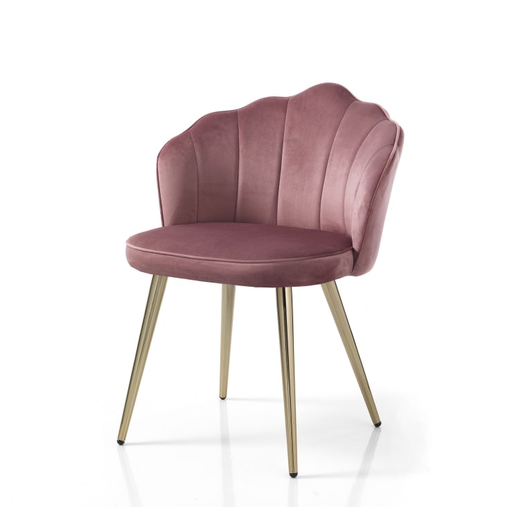 Set 4 sedie in tessuto effetto velluto rosa cipria cm. H.78 L.57 P.58 LINNY  PINK