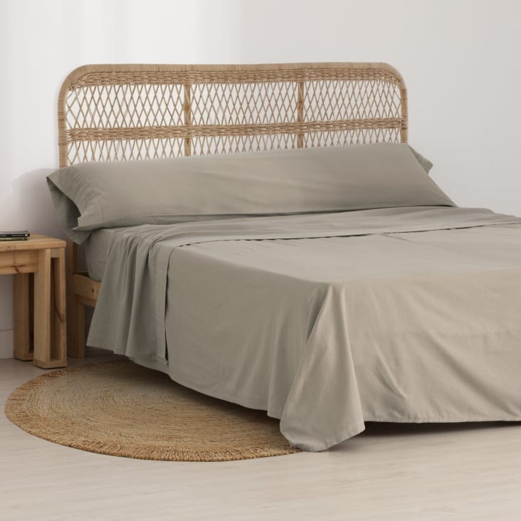 Juego de sábanas franela taupe cama de 150/160 100% algodón