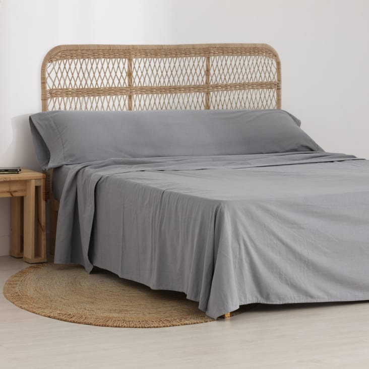 Juego de sábanas franela gris cama de 150/160 100% algodón