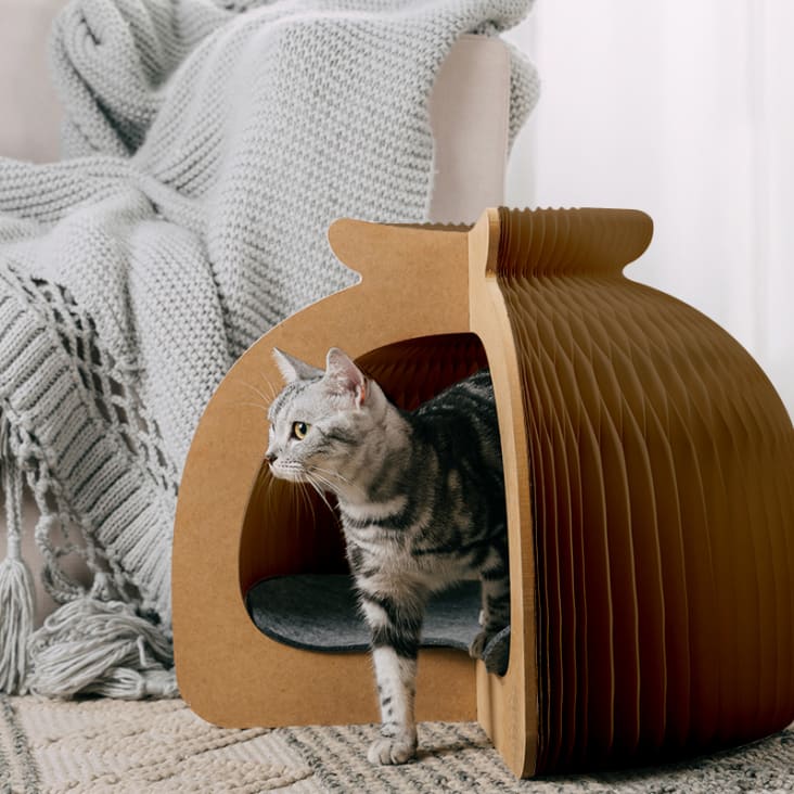 Casa de cartón plegable para gatos de color marrón CATTY | Maisons du Monde