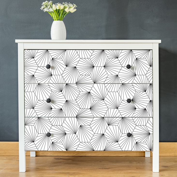 Sticker meuble scandinave bois design blanc 60 x 90 cm