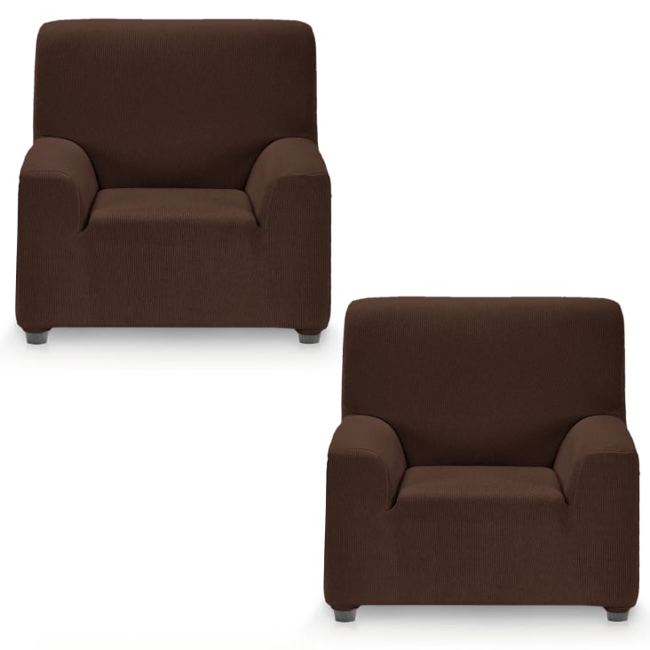 Pack 2 Fundas de sillón 1 plaza (70-110) cm marrón MILAN