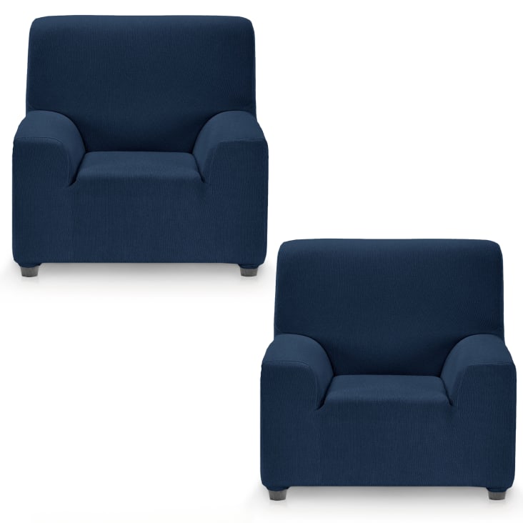 Pack 2 Fundas de sillón 1 plaza (70-110) cm azul MILAN