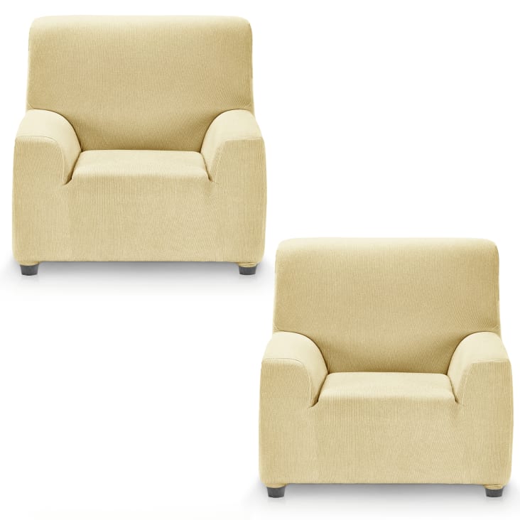 Pack 2 Fundas de sillón 1 plaza (70-110) cm beige MILAN