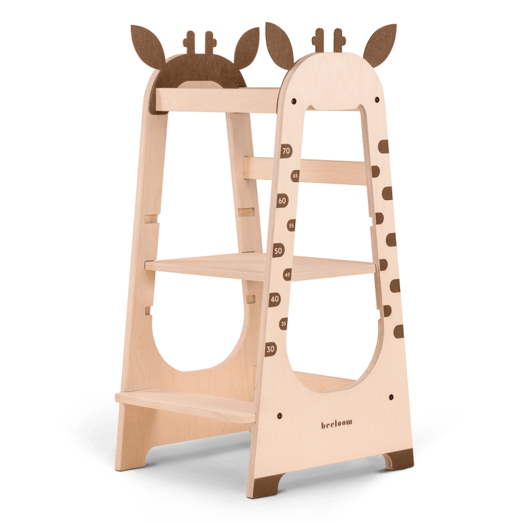Torre de aprendizaje para niños de madera natural marrón