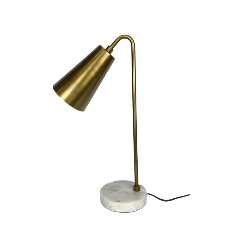 Lampe de bureau en métal doré et marbre blanc ZEN MARKET
