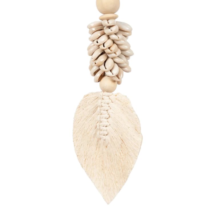 Decorazione da appendere di legno e cotone naturale bianco TASSEL
