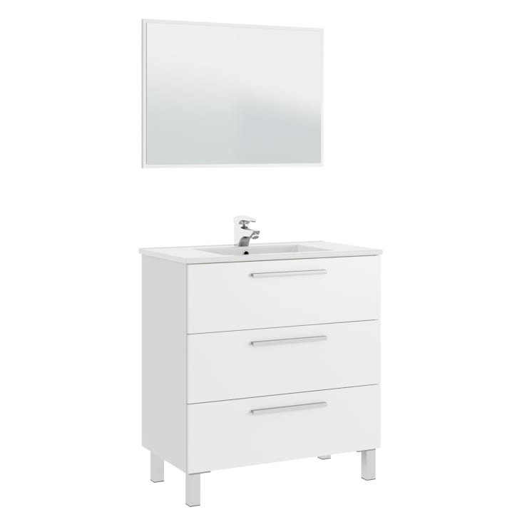 Mueble de baño Devin 3 cajones con espejo, sin lavabo, Color Nordik