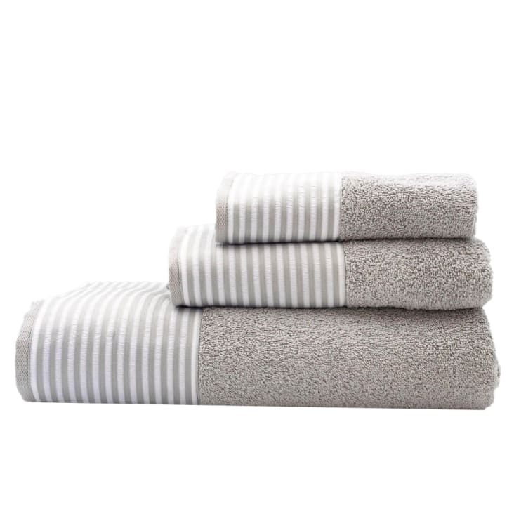 Juego de 3 toallas 500 gr/m2 gris con rayas 100% algodón 548