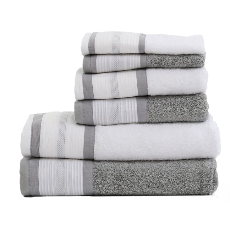 Juego de 6 toallas 550 gr/m2 gris 100% algodón PREGAS