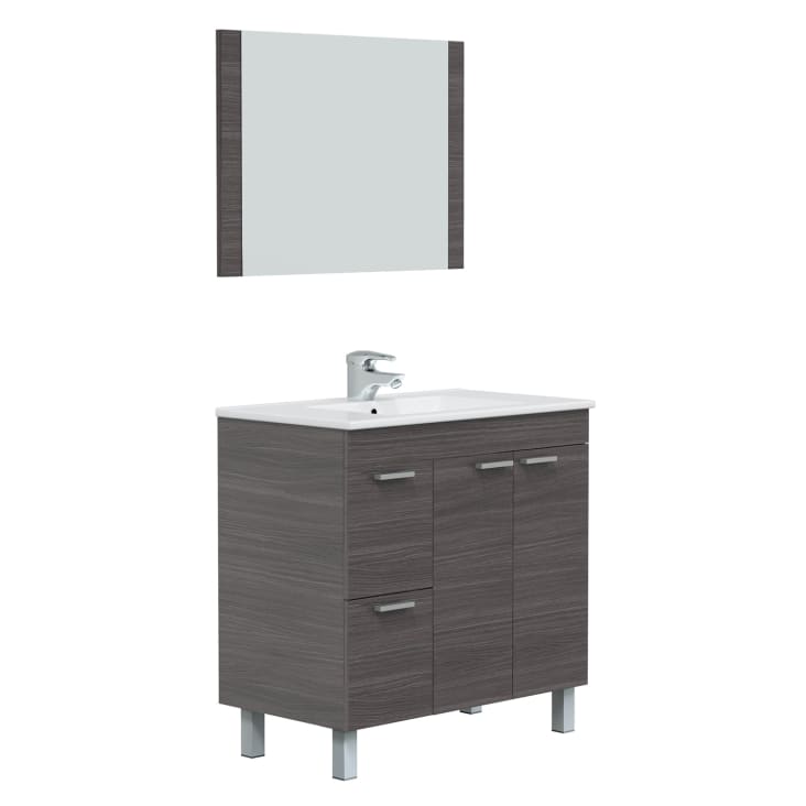 Mueble de baño 2 puertas 2 cajones con espejo, sin lavabo, 80 cm ADAM