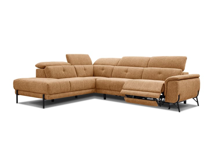 Canapé d'angle gauche 5 places avec une relax électrique tissu orange