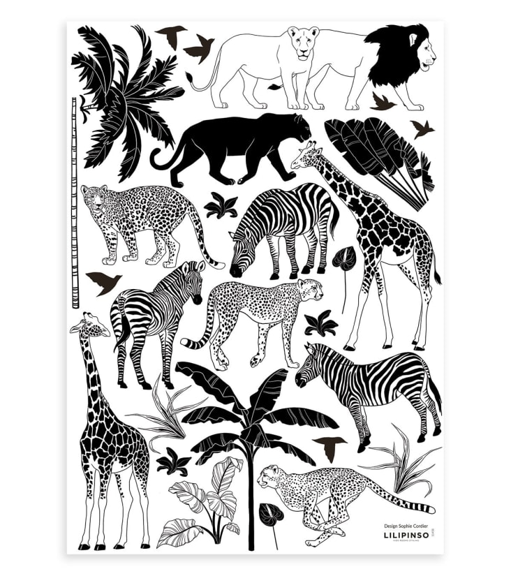 Stickers muraux animaux sauvages en vinyle mat noir BLACK MAJIK