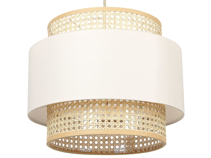 Lampadario rattan giallo fucsia e naturale 167 cm BATALI