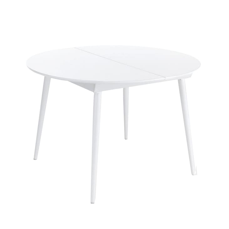 Tavolo rotondo allungabile effetto legno bianco cm. H.76 xP.110xL