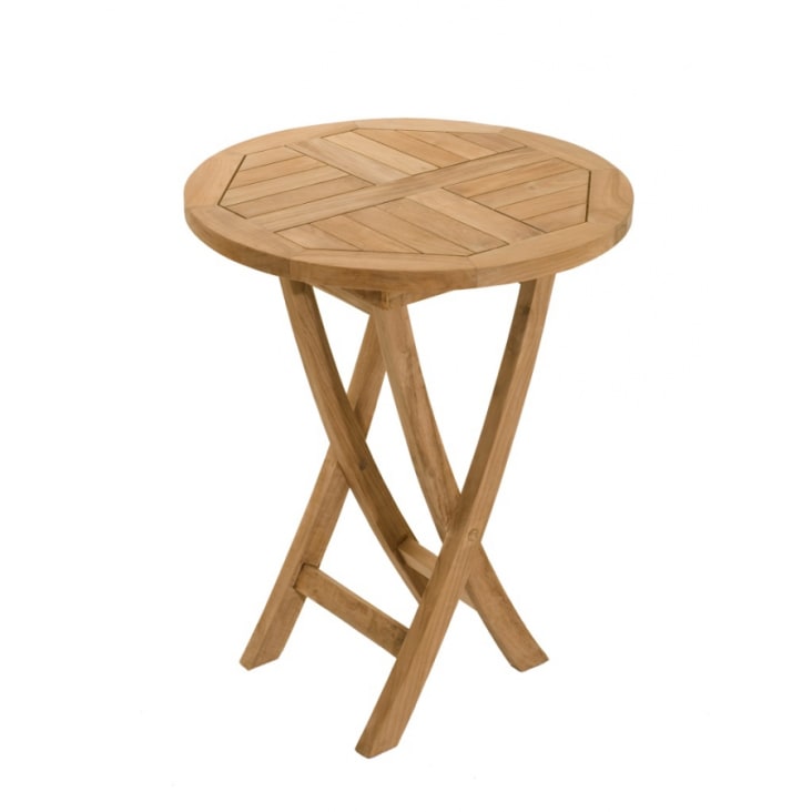 Reconditionné] Table pliante carré en teck Ecograde Bistrot 60 x 60 cm