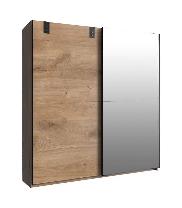 Schrank mit 2 Schiebetüren, 1 Spiegeltür und 1 Eichentür - L180 cm |  Maisons du Monde