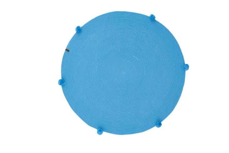 Tapis rond fait main jutebluron bleu 120x120 rond en jute