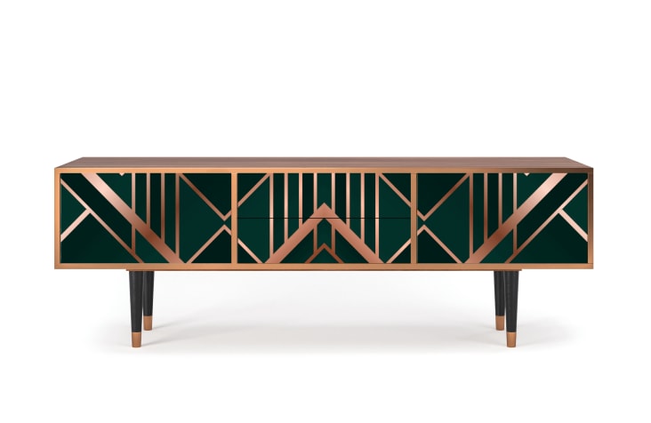 Mobile TV Lowboard 150x40x48 Cm – Stile Legno Con 2 Ante E 2 Ripiani – Gambe In Legno Massello – Foro Gestione Cavi