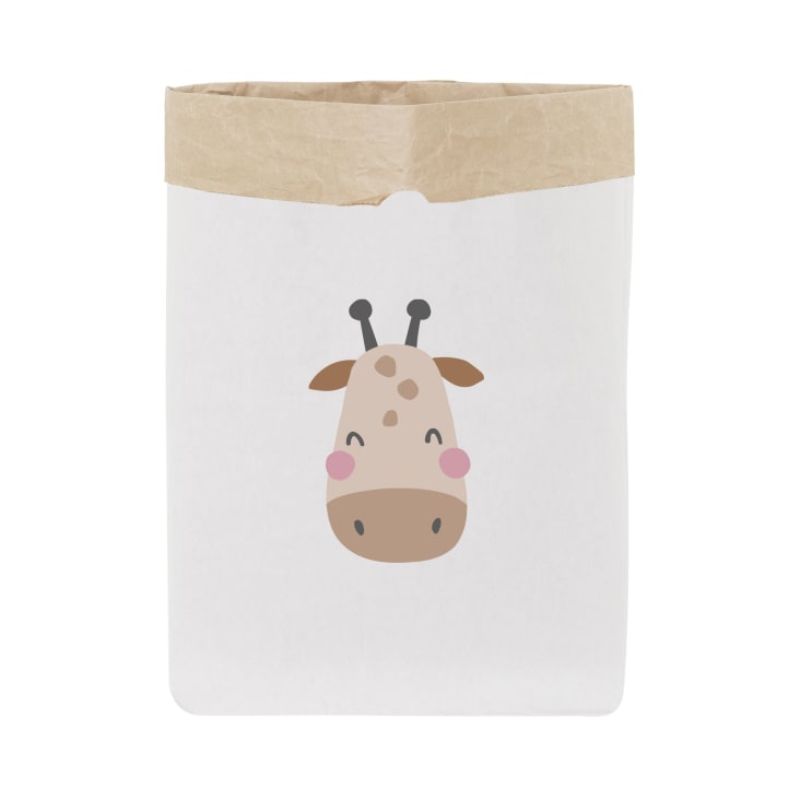 Contenitore portaoggetti di carta bianca giraffa beige 60x70cm JUNGLE