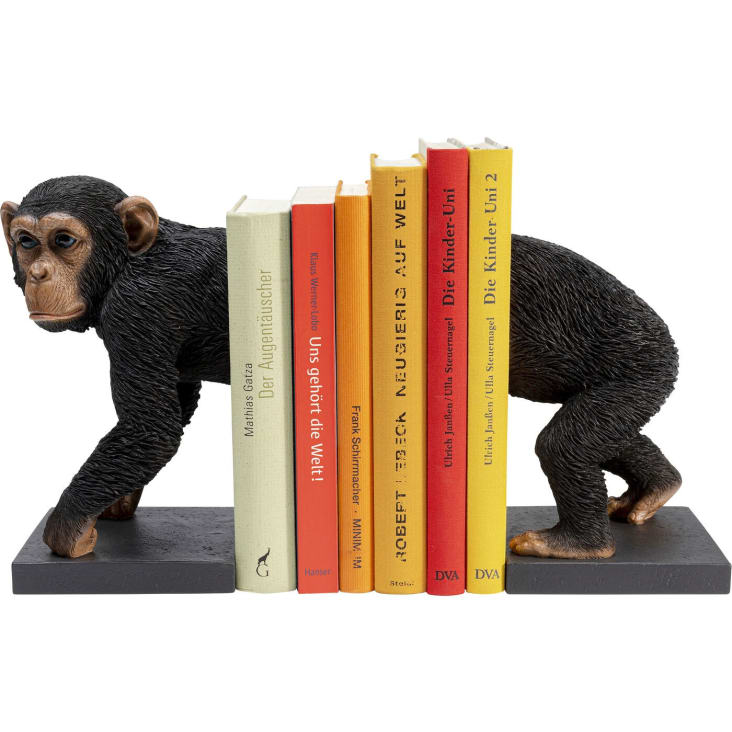 Serre-livres chimpanzé en polyrésine noire
