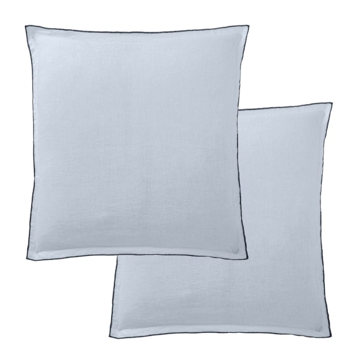 Lot de 2 Taies d'oreiller enfant en lin lavé Blanc, 40 x 60 cm