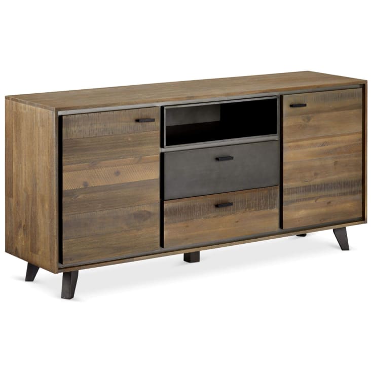 Credenza mobile per vinili 3 cassetti in legno massello di acacia Gimmick