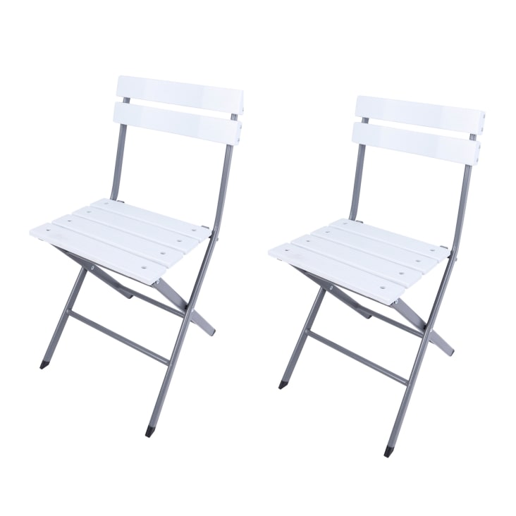 Set 2 sedie da giardino pieghevoli in plastica bianco e grigio SOLE