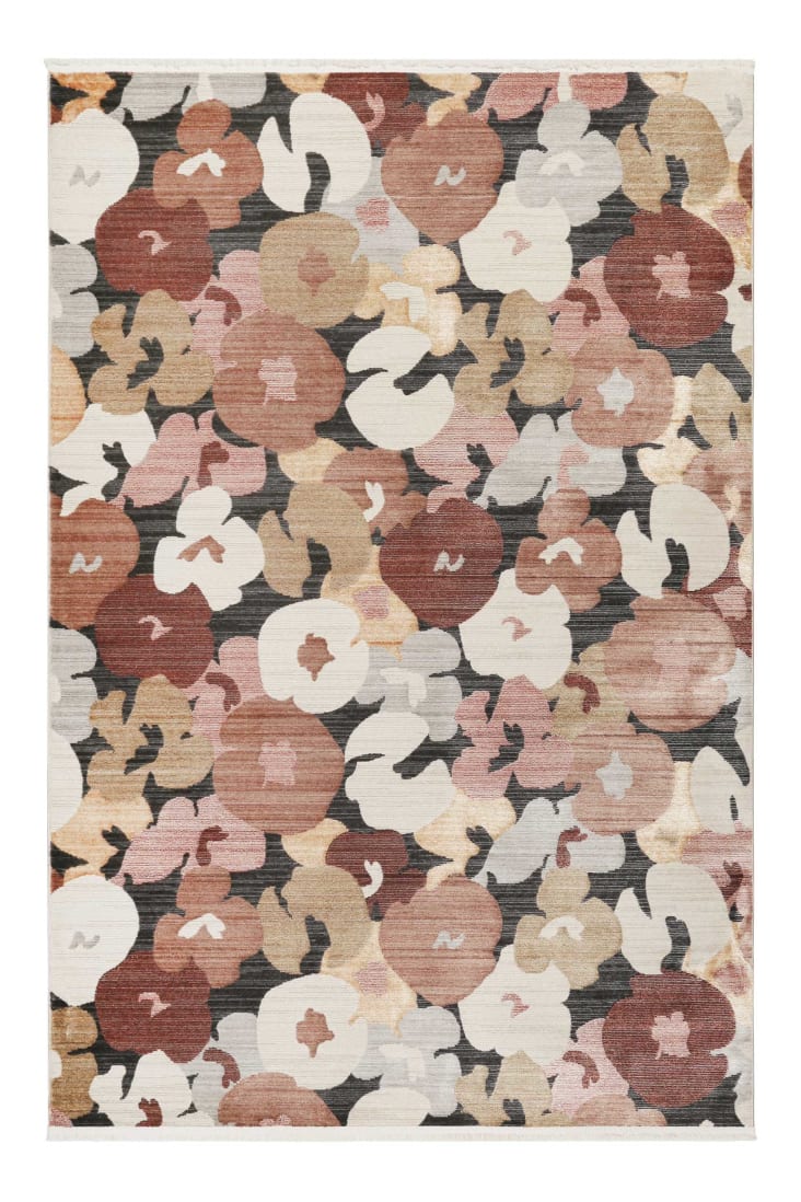 Tapis motif floral vintage tons chauds 133x190