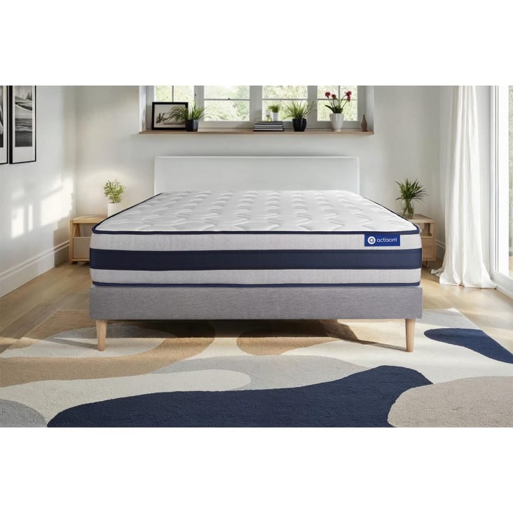 Ensemble Matelas Sirius 16cm + Sommier November - Latex Et Mousse Haute Densité - 160x200cm Gris