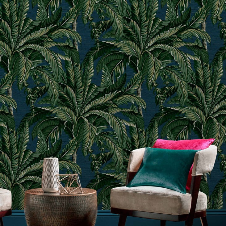 carta da parati Daintree palme blu verde 1005x52cm Tropical | Maisons
