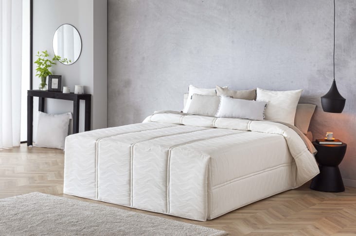 Edredón confort acolchado 200 gr jacquard gris cama 135 (190x265 cm) UTIEL