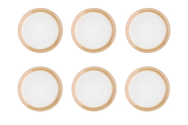 Lot De 6 Assiettes à Dessert En Grès Beige - Tulowice - Pologne - Diamètre 19 Cm - Vintage