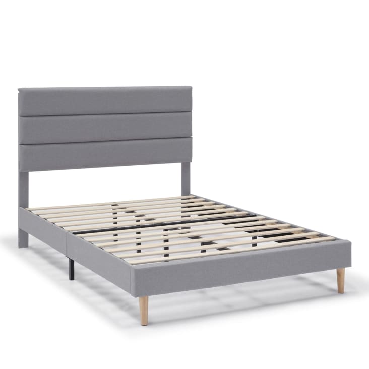 Estructura de cama tapizada de 30 cm, 135/140x190 cm, gris claro