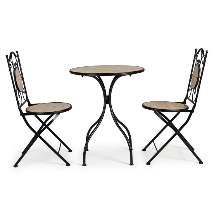 fame leg Warrior Set tavolino tondo con 2 sedie in acciaio marrone AMAZON | Maisons du Monde